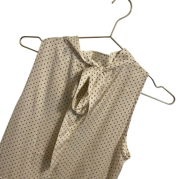 RIHOAS Sleeveless Tie Back Polka Dot Midi Dress White Black Small NWT - Picture 5 of 7